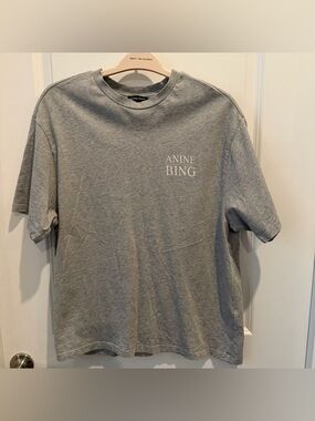 Anine Bing Gray Logo NY Short Sleeve Tee